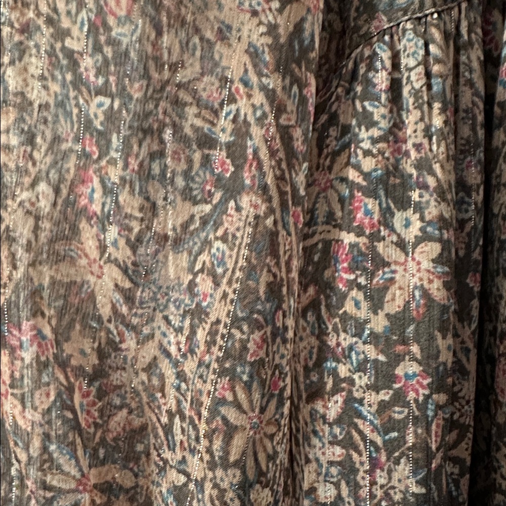 Lucky Brand Floral Paisley Lurex V-Neck Dress L - Picture 6 of 7